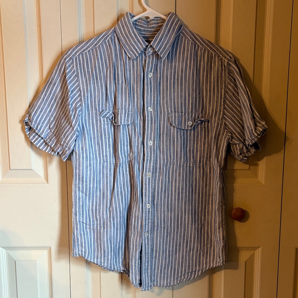 Merona Blue and White Striped Casual Shirt